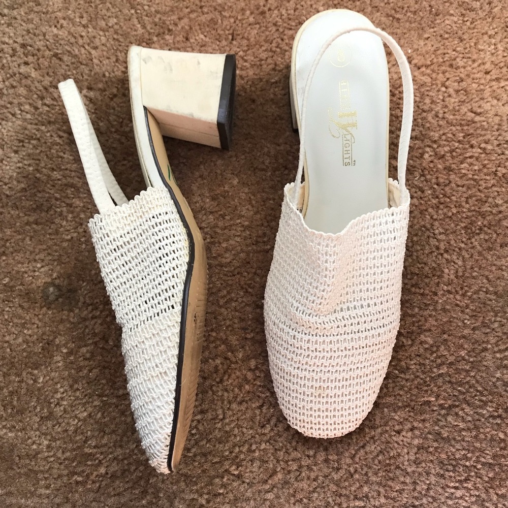 Vintage Cream Sling-back Mules